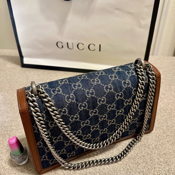 NEW!! GUCCI AUTHENTIC  BRAND NEW DIONYSUS DENIM SHOULD BAG - Picture 7 of 17